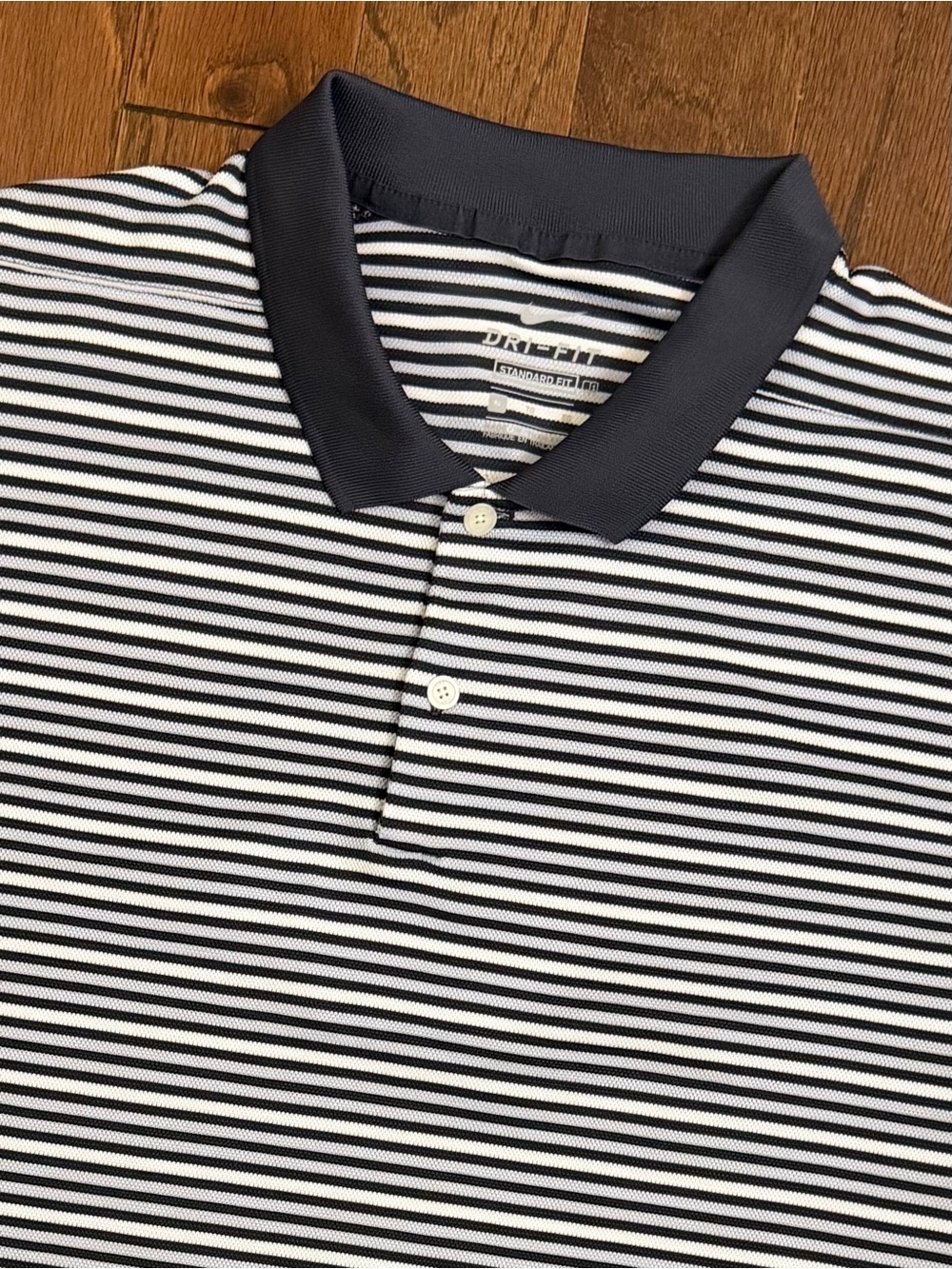 Nike Men’s Polo Shirt Dri-FIT Standard Fit Striped White/Blue/Gray, Size XL